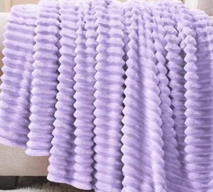 Ribbed Personalized Embroidered Fleece Throw Blanket