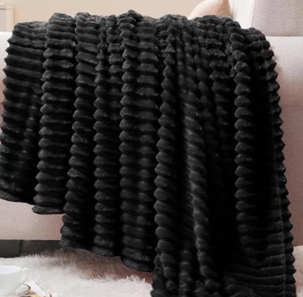 Ribbed Personalized Embroidered Fleece Throw Blanket