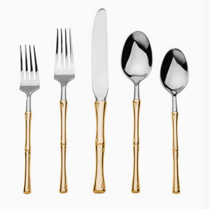 Rattan-Inspired Gold 20-Piece Flatware Set – Service for 4