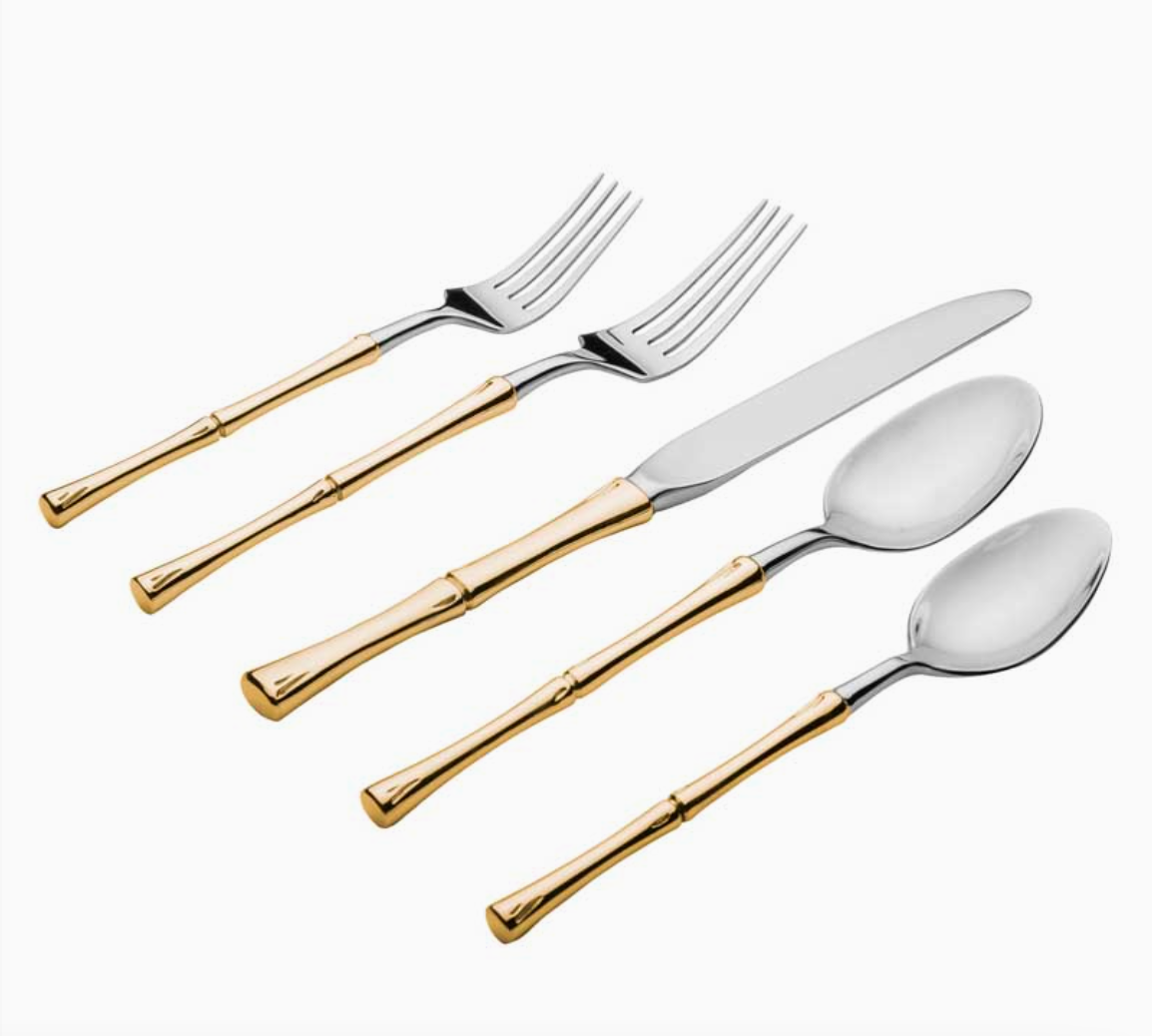 Rattan-Inspired Gold 20-Piece Flatware Set – Service for 4
