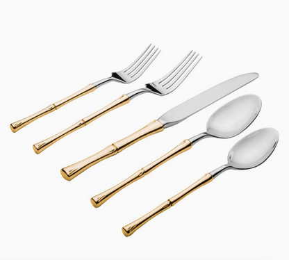 Rattan-Inspired Gold 20-Piece Flatware Set – Service for 4