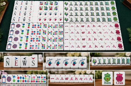Deep Green Lotus Four-Layer American Mahjong Tile Set – 160 Tiles