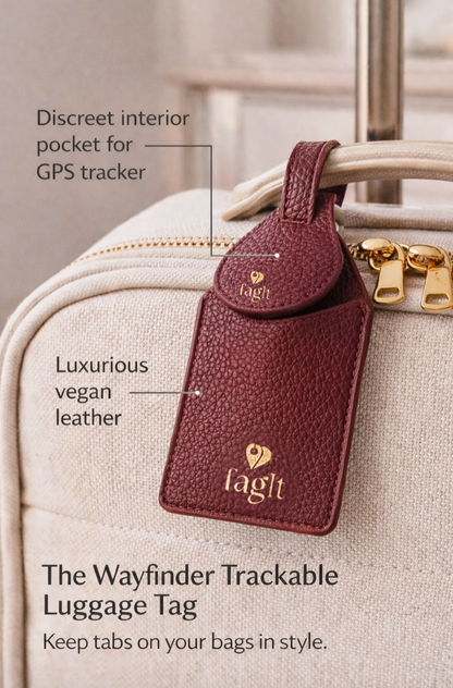 Burgundy Vegan Pebble Leather AirTag Luggage Tag