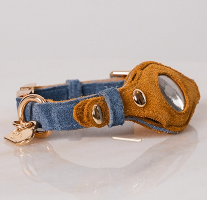 The Pet Lover Set – Suede Dog Collar & AirTag Bag Charms