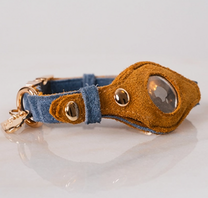 The Pet Lover Set – Suede Dog Collar & AirTag Bag Charms