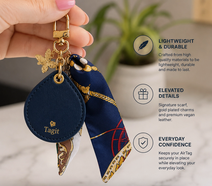 The Pet Lover Set – Suede Dog Collar & AirTag Bag Charms