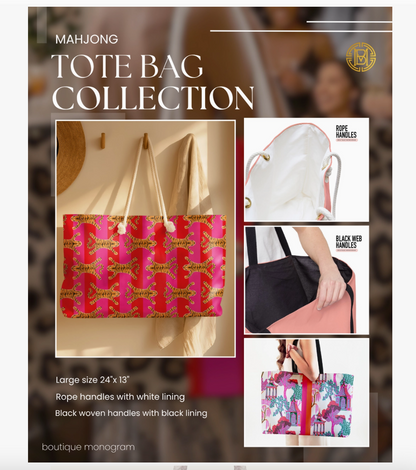 Mahjong Tote Bag – Large Carryall | 29 Designs