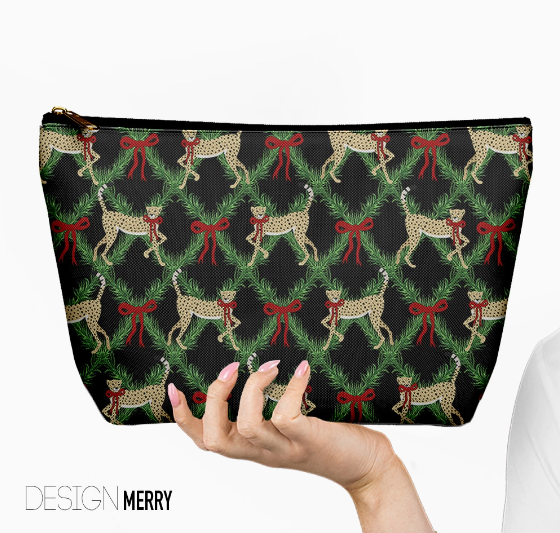 Christmas Mahjong Tile Bag – Holiday Zippered Pouch