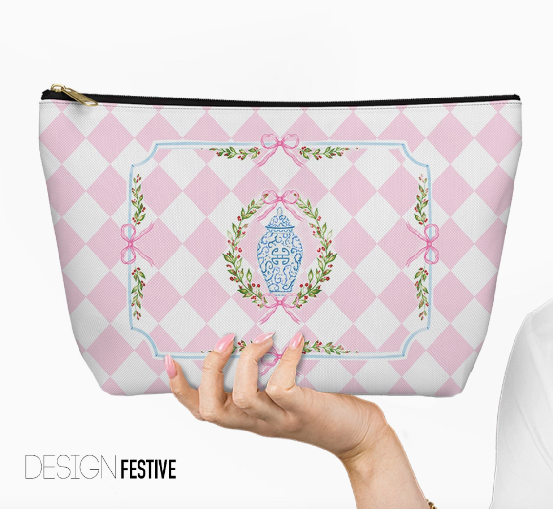 Christmas Mahjong Tile Bag – Holiday Zippered Pouch