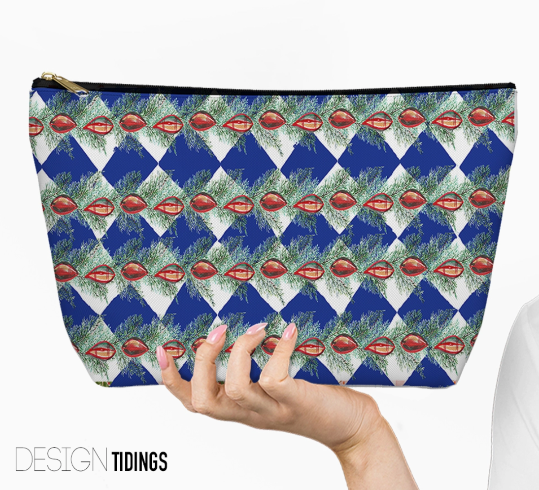 Christmas Mahjong Tile Bag – Holiday Zippered Pouch