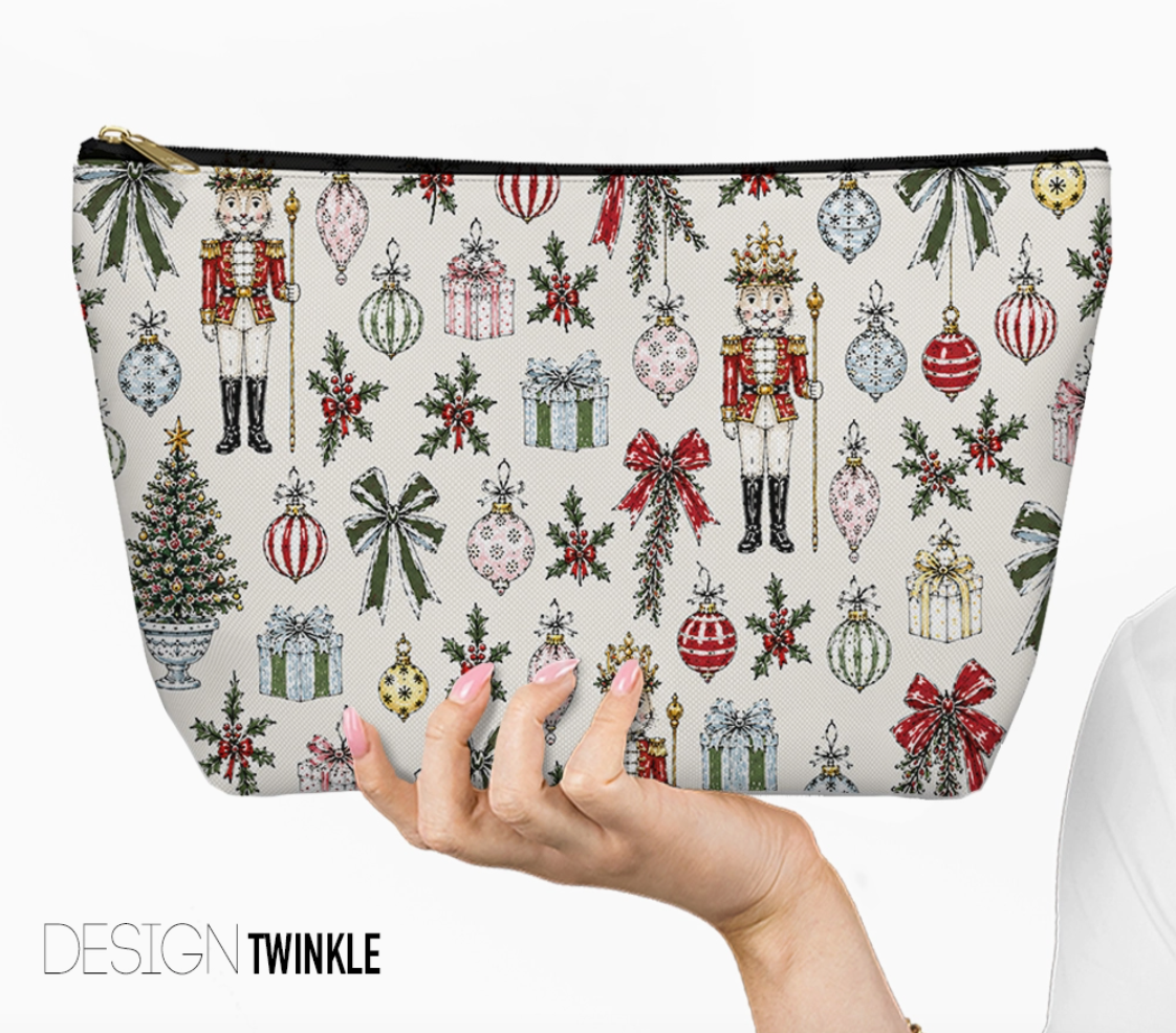 Christmas Mahjong Tile Bag – Holiday Zippered Pouch