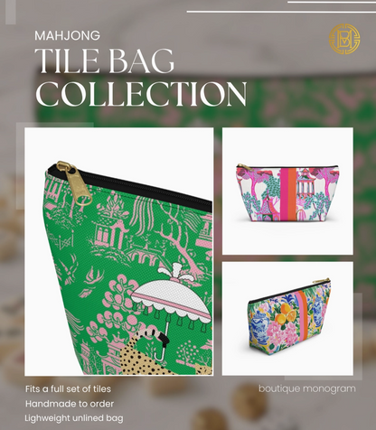 Christmas Mahjong Tile Bag – Holiday Zippered Pouch