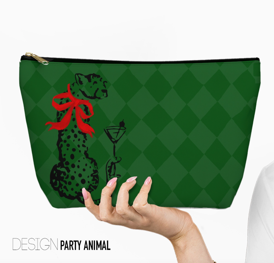 Christmas Mahjong Tile Bag – Holiday Zippered Pouch
