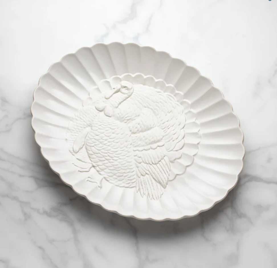 Lenox French Perle White Carved Turkey Platter – 18"