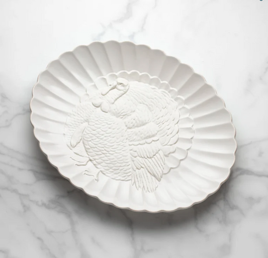 Lenox French Perle White Carved Turkey Platter – 18"