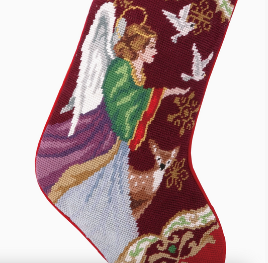 Christmas Angel Wool Needlepoint Stocking - NY Gift Boutique