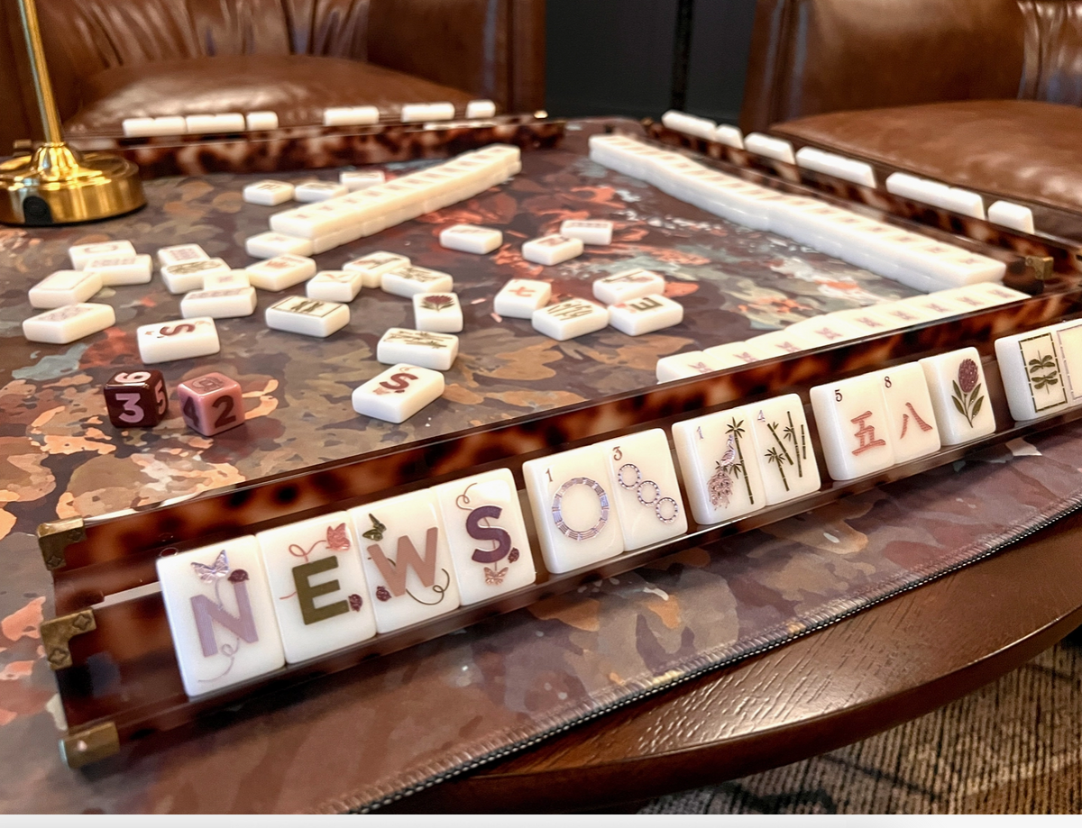 Tortoise Acrylic Mahjong Rack Set — Straight Pushers