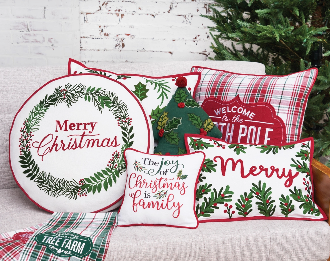 Christmas Welcome to the North Pole Plaid Throw Pillow – 18 Inch - NY Gift Boutique