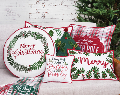 Christmas Welcome to the North Pole Plaid Throw Pillow – 18 Inch - NY Gift Boutique