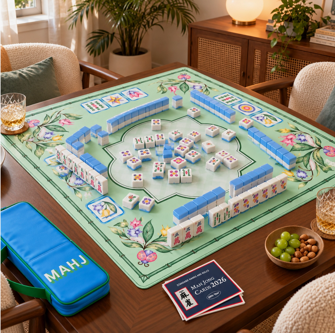 Bamboo Garden Mahjong Complete Set – Tiles & Playing Mat