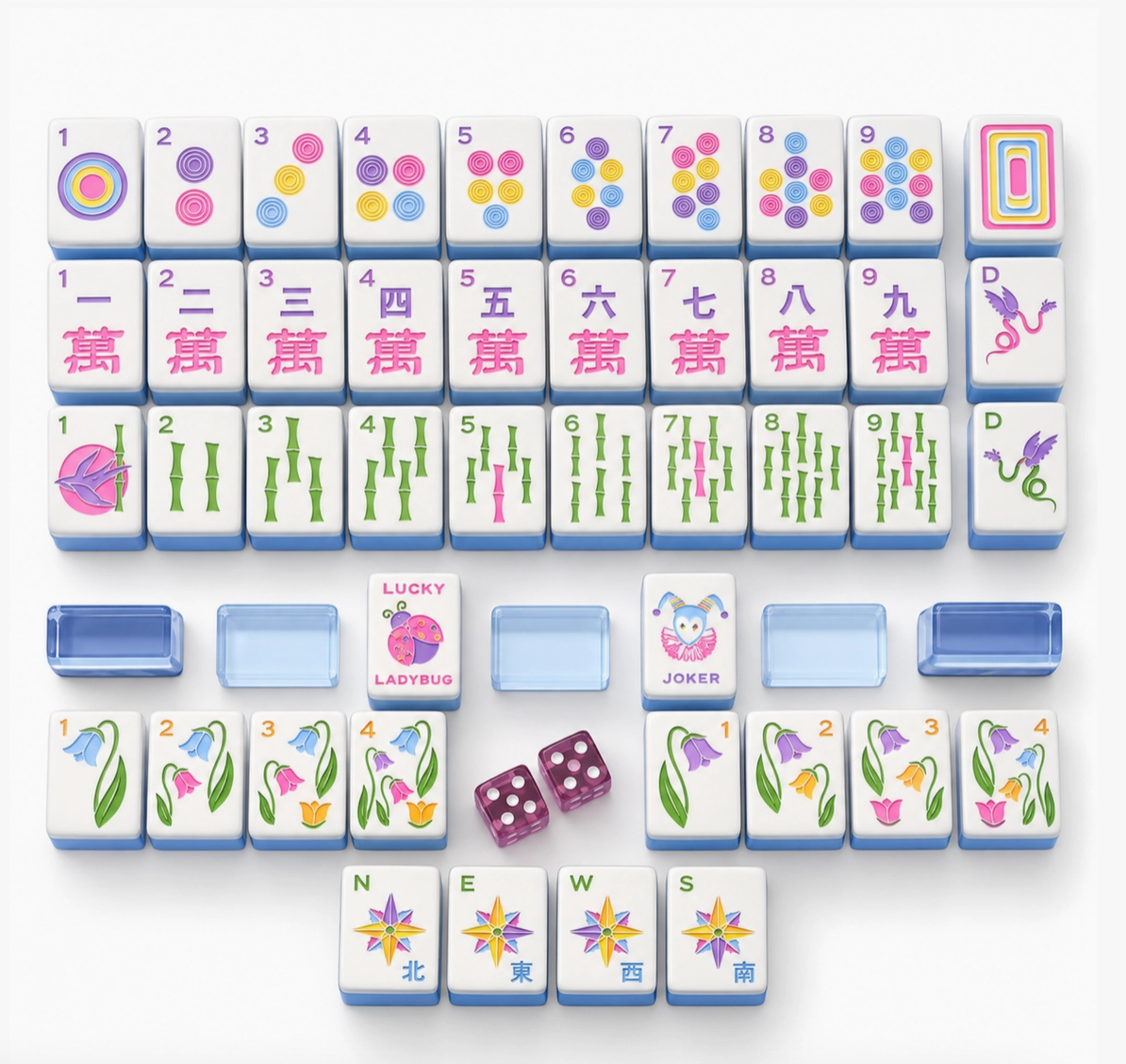 Bamboo Garden Mahjong Tile Set with Carrying Bag