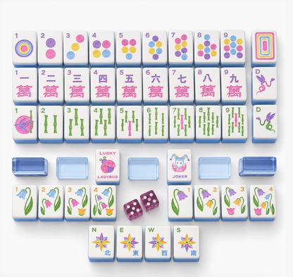 Bamboo Garden Mahjong Tile Set with Carrying Bag