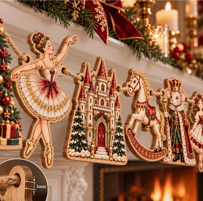 Nutcracker Christmas Wooden Garland – Storybook Ballet Décor