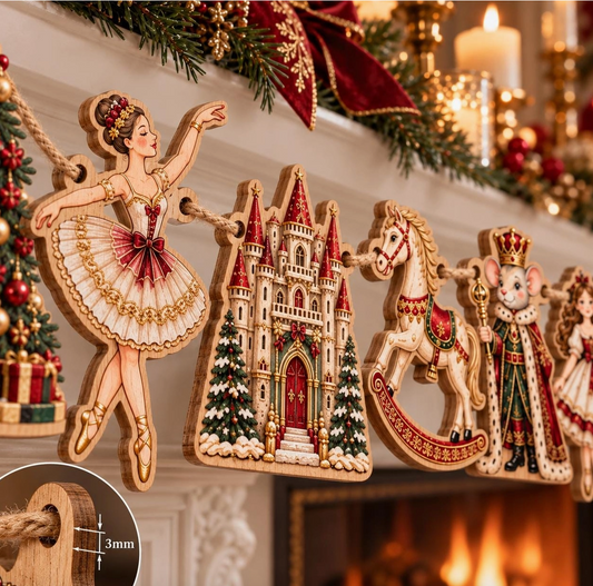 Nutcracker Christmas Wooden Garland – Storybook Ballet Décor