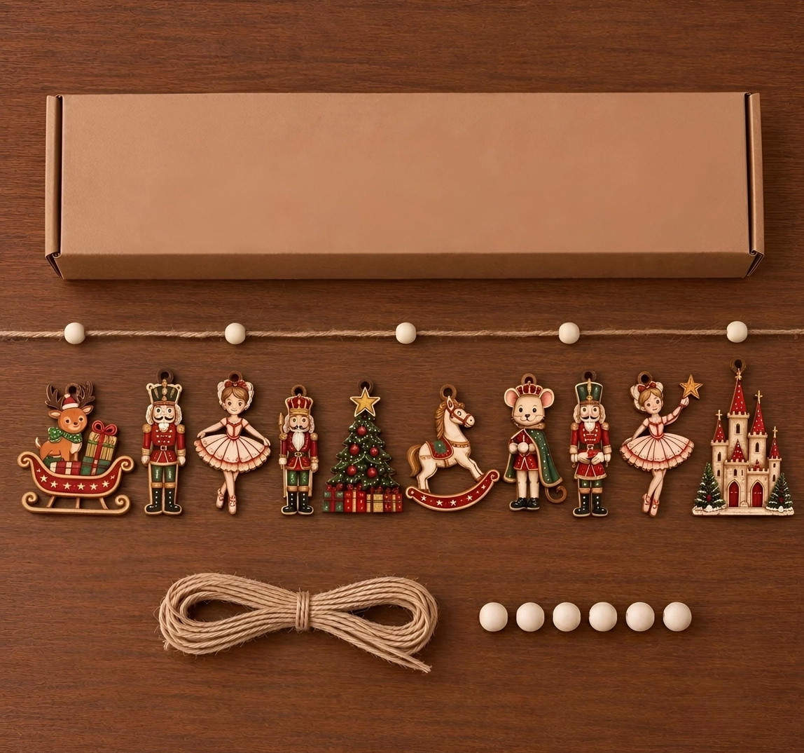 Vintage Nutcracker Ballet Wooden Christmas Garland