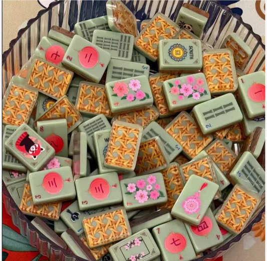 Oriental Garden Panda & Cherry Blossom Mahjong Tile Set