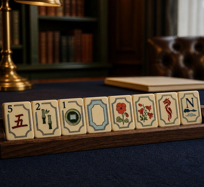 Midnight Blue Botanical American Mahjong Tile Set