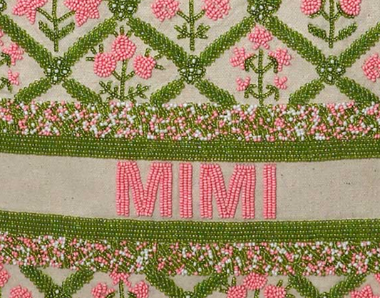 Floral Trellis Custom Beaded Tote Bag