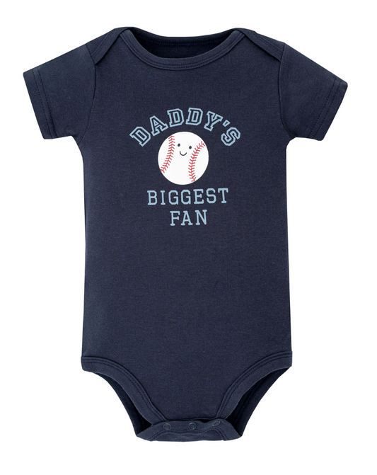 Hudson Baby Cotton Bodysuits 5-Pack, Baseball Biggest Fan - NY Gift Boutique