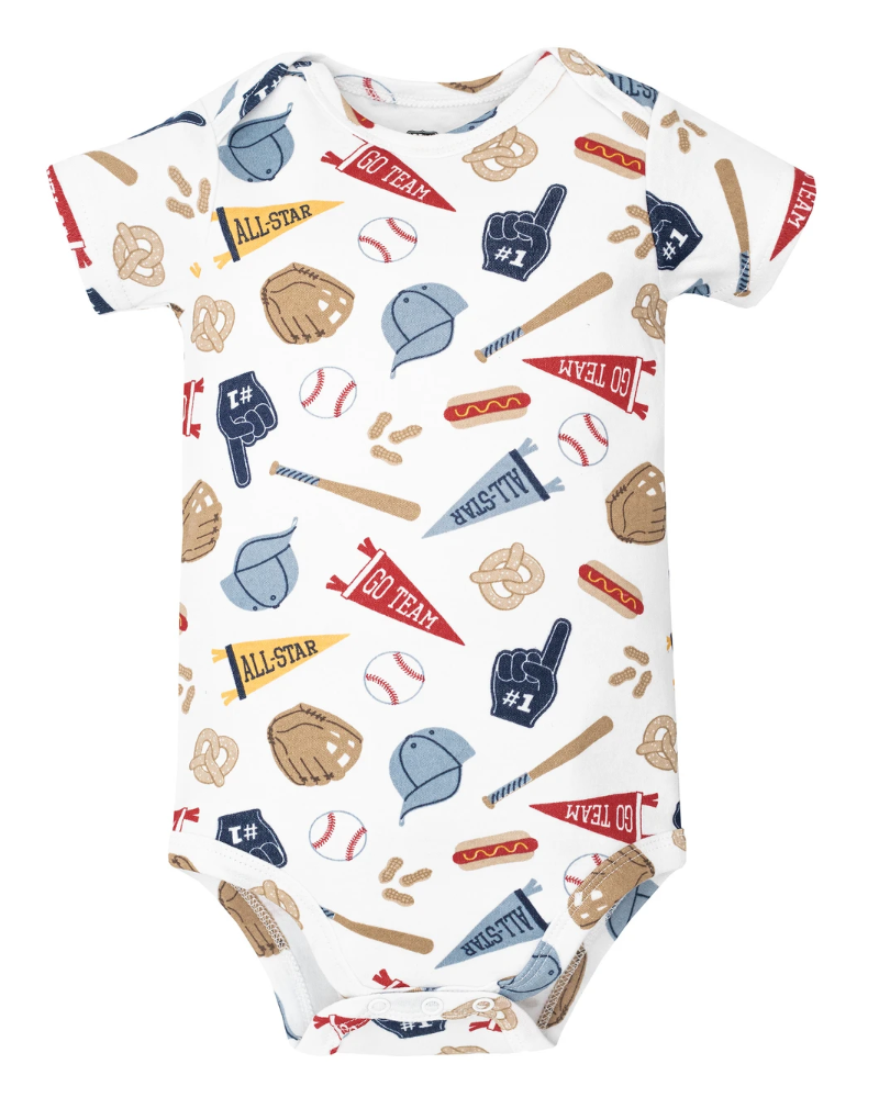 Hudson Baby Cotton Bodysuits 5-Pack, Baseball Biggest Fan - NY Gift Boutique