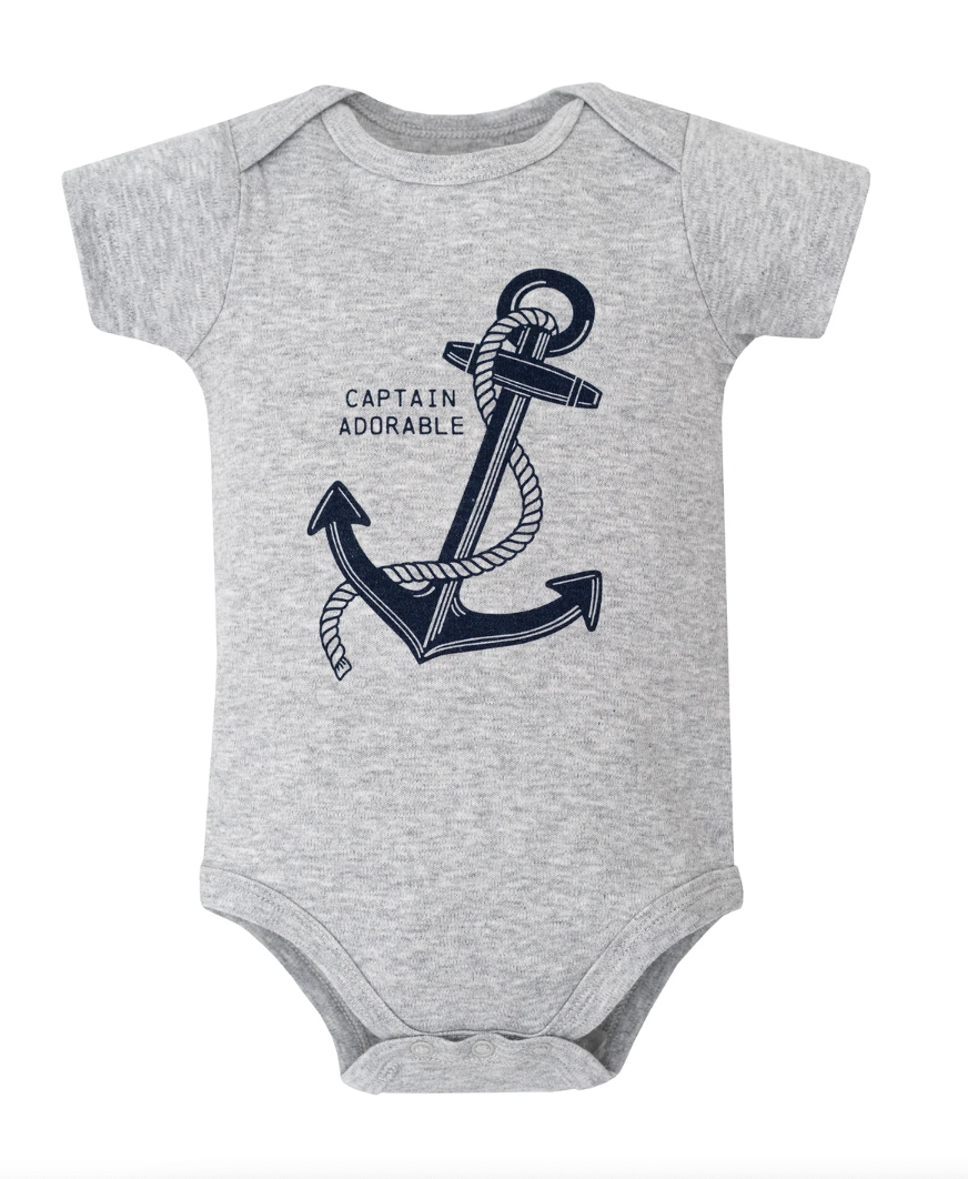 Hudson Baby Cotton Bodysuits 5-Pack, Nautical Anchor - NY Gift Boutique