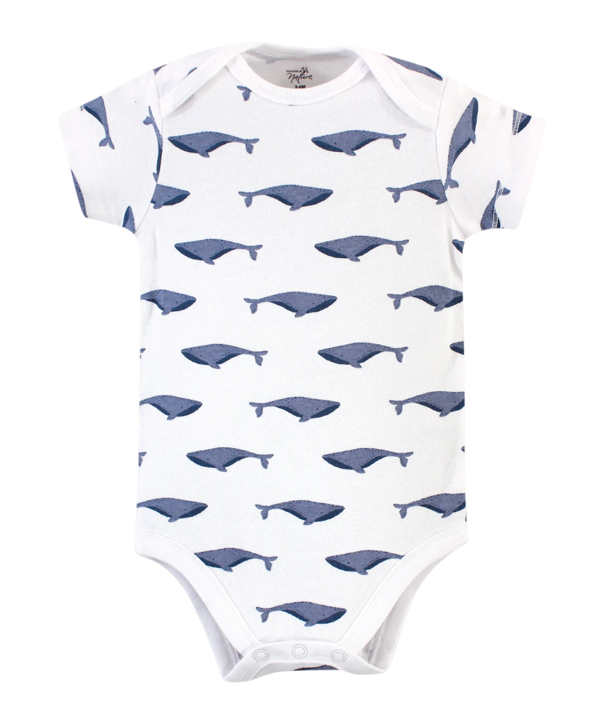 Touched By Nature Organic Cotton Bodysuits, Blue Whale - NY Gift Boutique