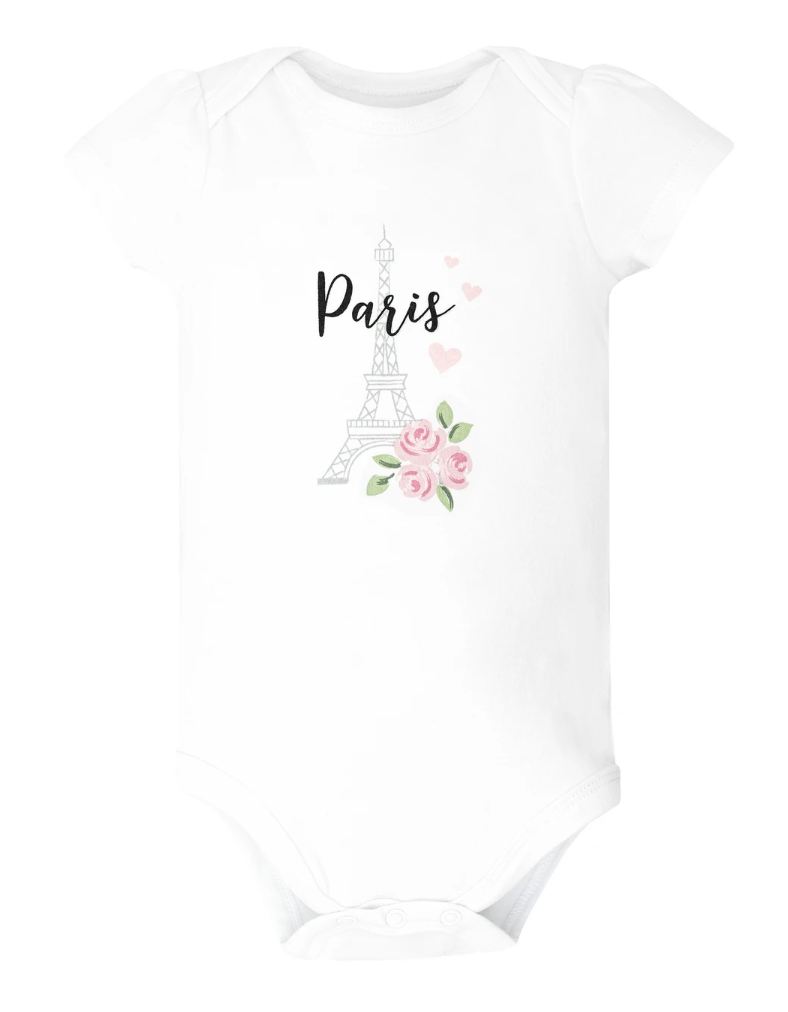 Hudson Baby Cotton Bodysuits 5-Pack, Bonjour Paris - NY Gift Boutique