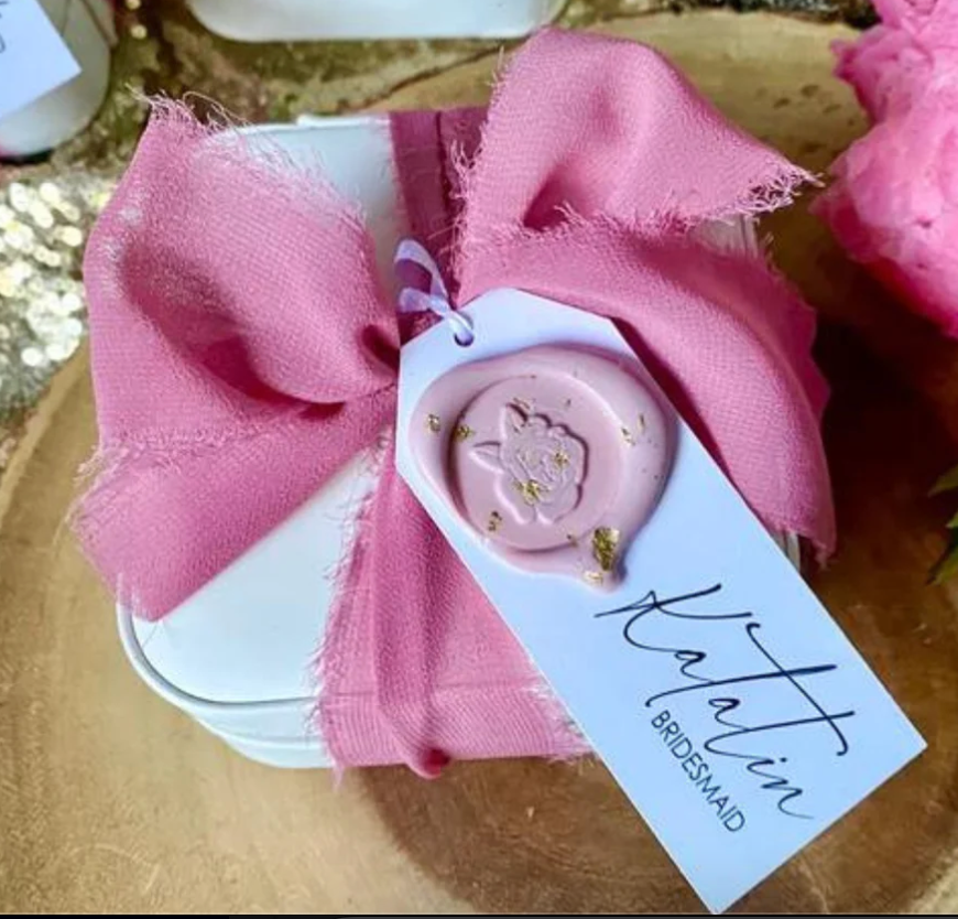 Travel Jewelry Case with Custom Tag & Wax Seal - Frayed Ribbon