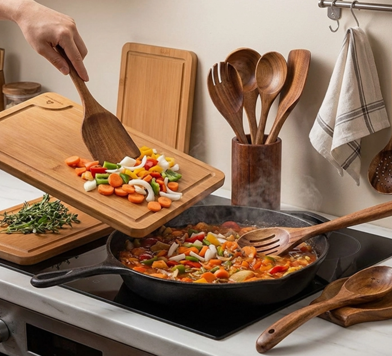 Woodenhouse 8-Piece Utensil & 3 Cutting Boards Set