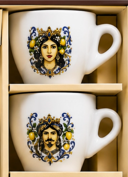 Sicily Collection 2.75oz. Porcelain Espresso Set of 6 Cup & Saucers