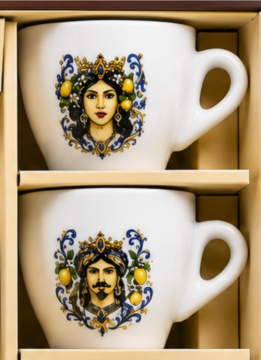Sicily Collection 2.75oz. Porcelain Espresso Set of 6 Cup & Saucers