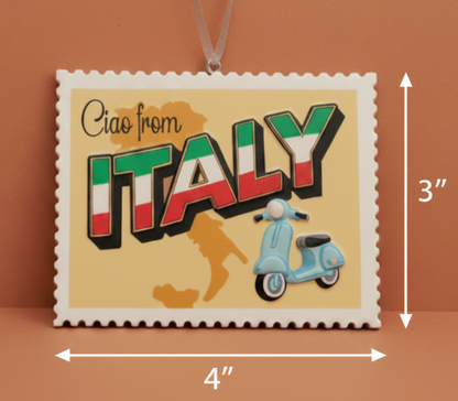 "Ciao From Italy" Postcard Resin Christmas Ornament