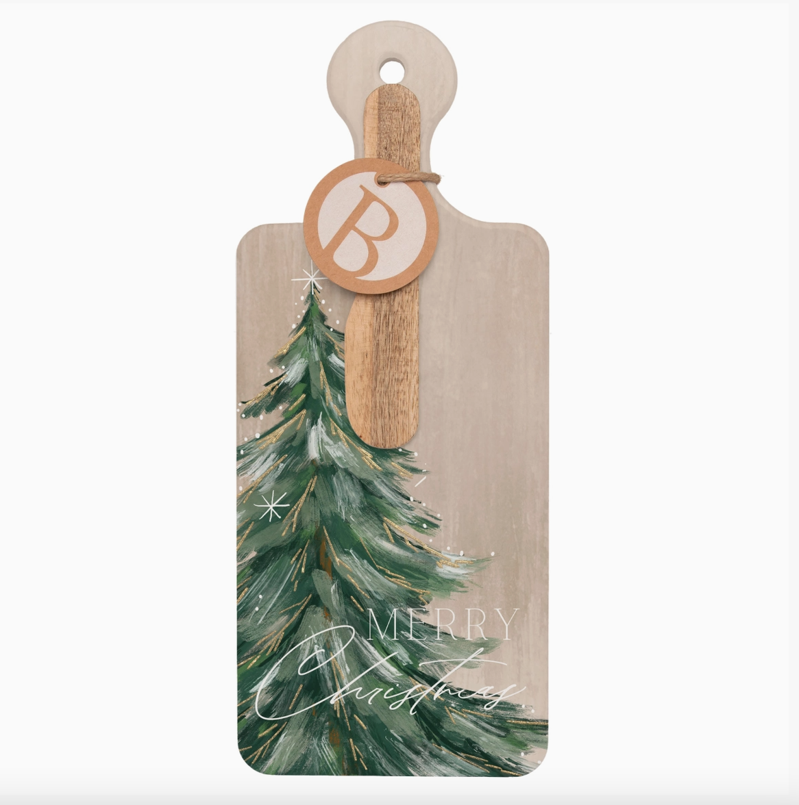 Merry Christmas Gilded Painterly Tree Cuterie & Spreader Set PREORDER SHIPS NOV 2026