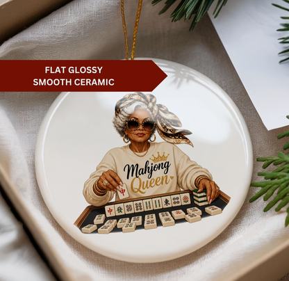 Mahjong Queen Ceramic Christmas Orname