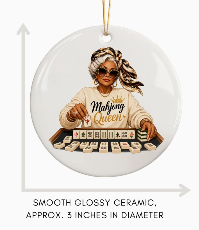 Mahjong Queen Ceramic Christmas Orname