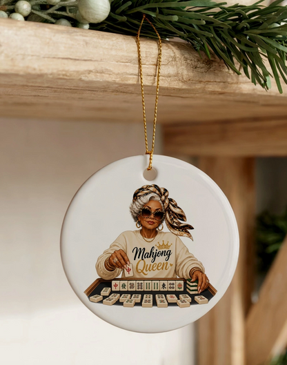 Mahjong Queen Ceramic Christmas Orname