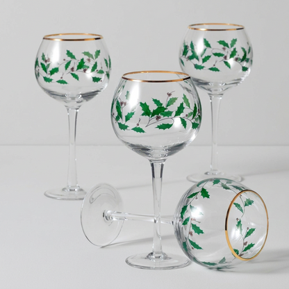 Lenox Berry Garland Gold Rim Wine Glasses – Set of 4