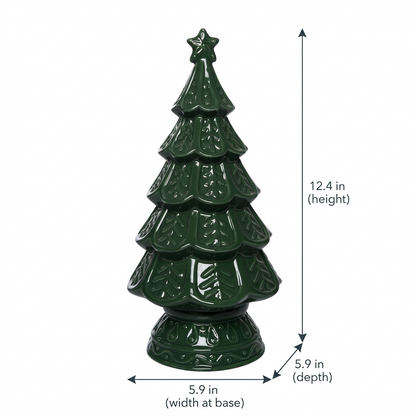 Evergreen Green Ceramic Christmas Tree Figurine – 12 Inch