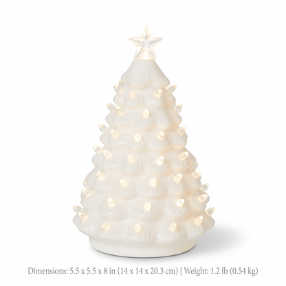White LED Ceramic Christmas Tree Figurine 8"