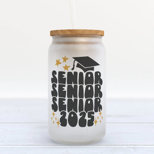 Senior 2025 Graduation Frosted Glass Can Tumbler